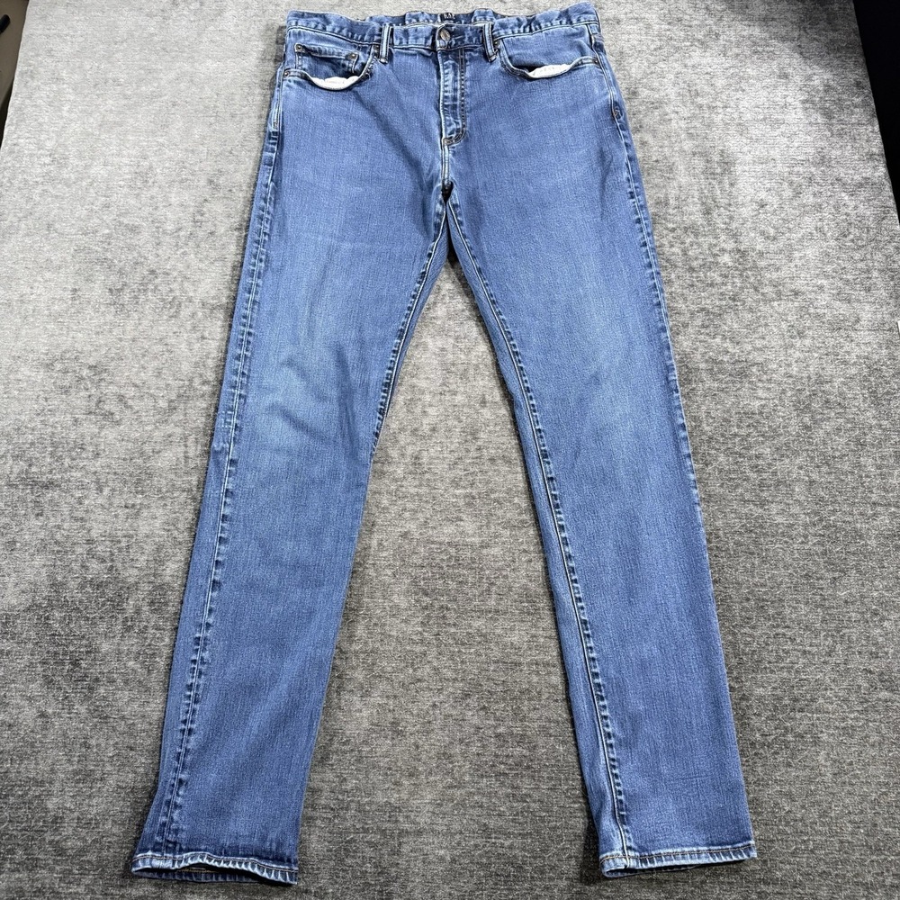 GAP‎ 1969 Denim Jeans Men's Size 36x34 Blue Slim Straight Medium Wash Stretch
